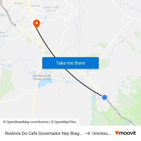 Rodovia Do Cafe Governador Ney Braga, 324 to Unicesumar map