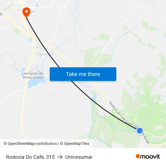 Rodovia Do Café, 315 to Unicesumar map