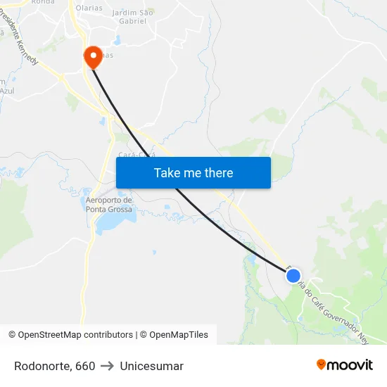 Rodonorte, 660 to Unicesumar map