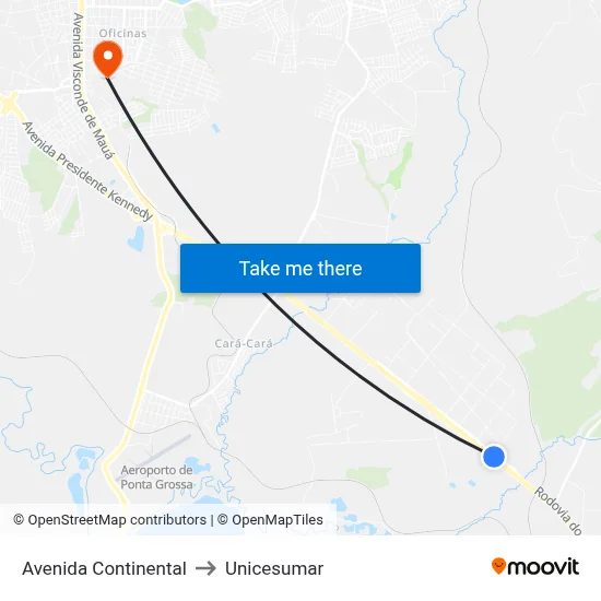 Avenida Continental to Unicesumar map