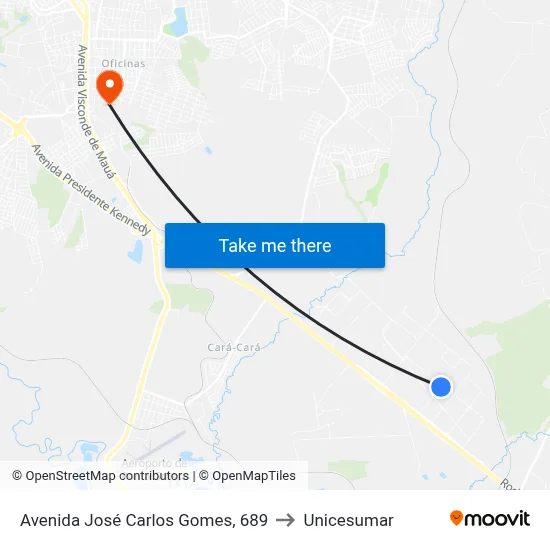 Avenida José Carlos Gomes, 689 to Unicesumar map