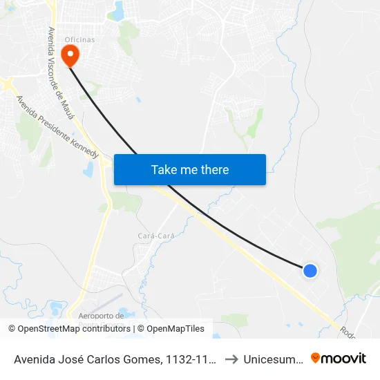 Avenida José Carlos Gomes, 1132-1184 to Unicesumar map