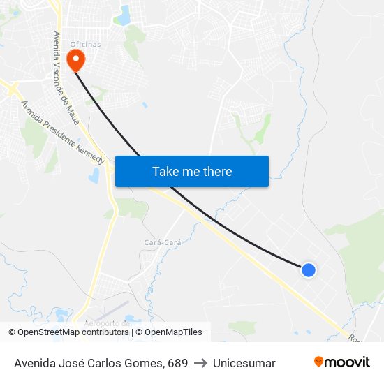 Avenida José Carlos Gomes, 689 to Unicesumar map