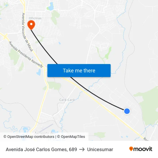 Avenida José Carlos Gomes, 689 to Unicesumar map