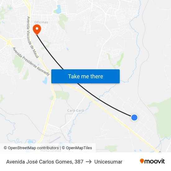 Avenida José Carlos Gomes, 387 to Unicesumar map