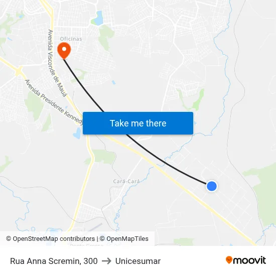 Rua Anna Scremin, 300 to Unicesumar map