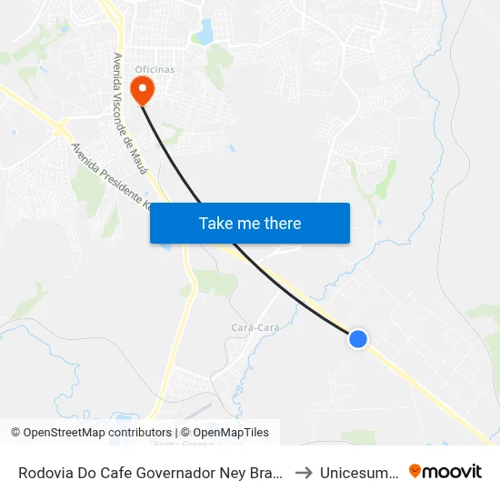 Rodovia Do Cafe Governador Ney Braga to Unicesumar map