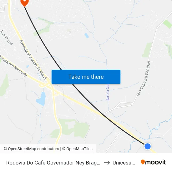 Rodovia Do Cafe Governador Ney Braga, 230 to Unicesumar map