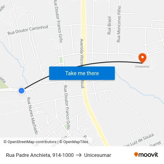 Rua Padre Anchieta, 914-1000 to Unicesumar map
