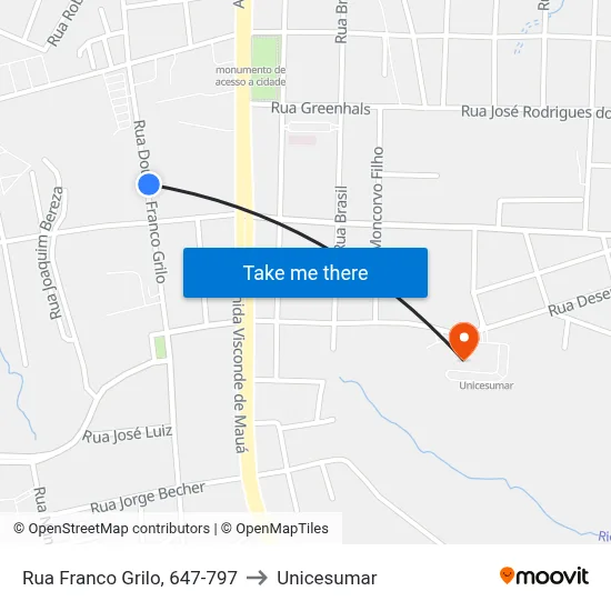 Rua Franco Grilo, 647-797 to Unicesumar map