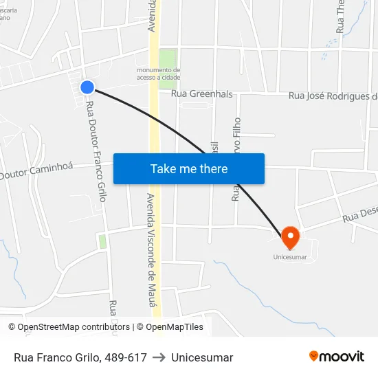 Rua Franco Grilo, 489-617 to Unicesumar map