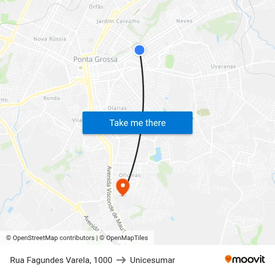 Rua Fagundes Varela, 1000 to Unicesumar map