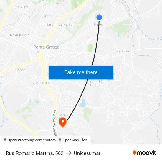 Rua Romario Martins, 562 to Unicesumar map