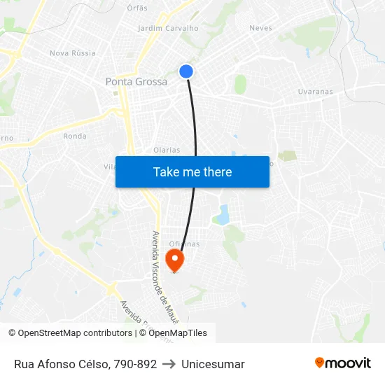 Rua Afonso Célso, 790-892 to Unicesumar map