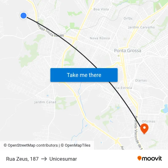 Rua Zeus, 187 to Unicesumar map