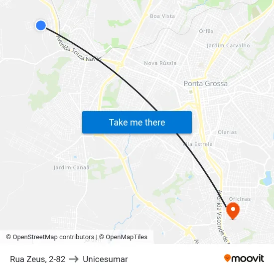 Rua Zeus, 2-82 to Unicesumar map