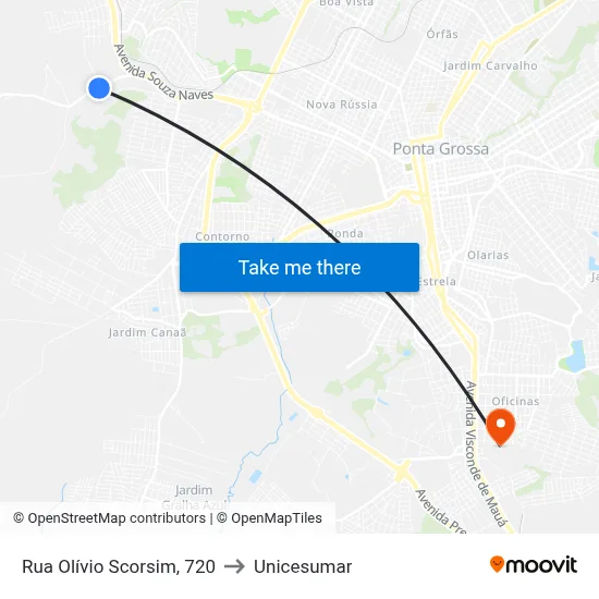 Rua Olívio Scorsim, 720 to Unicesumar map