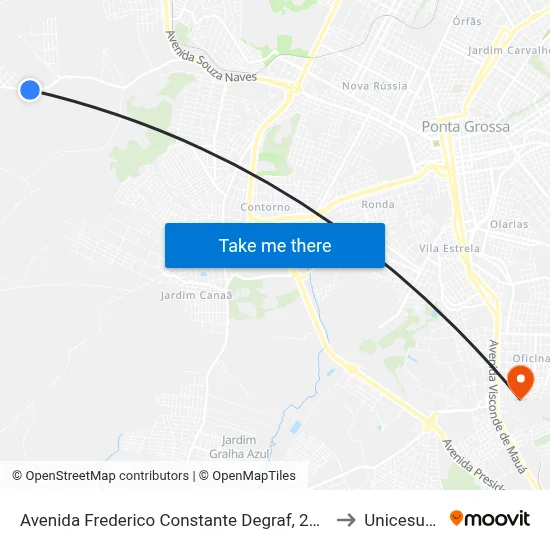 Avenida Frederico Constante Degraf, 2844-3156 to Unicesumar map