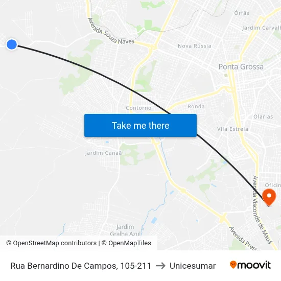 Rua Bernardino De Campos, 105-211 to Unicesumar map