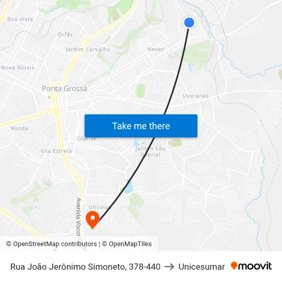 Rua João Jerônimo Simoneto, 378-440 to Unicesumar map