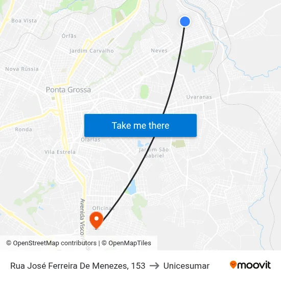 Rua José Ferreira De Menezes, 153 to Unicesumar map