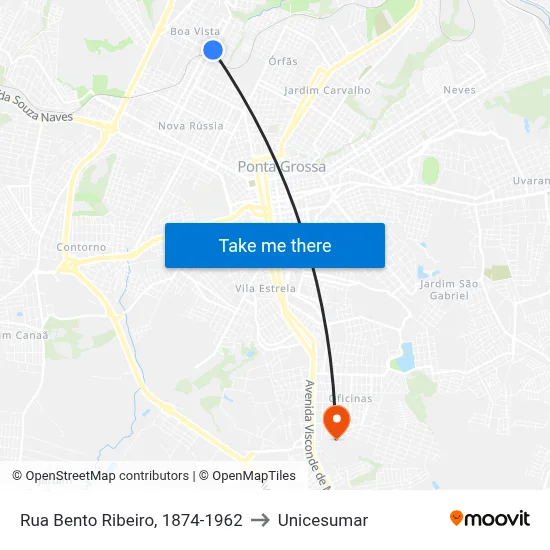 Rua Bento Ribeiro, 1874-1962 to Unicesumar map