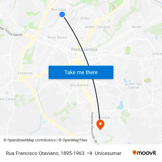 Rua Francisco Otaviano, 1895-1963 to Unicesumar map