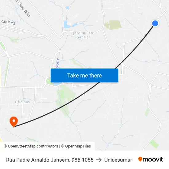 Rua Padre Arnaldo Jansem, 985-1055 to Unicesumar map