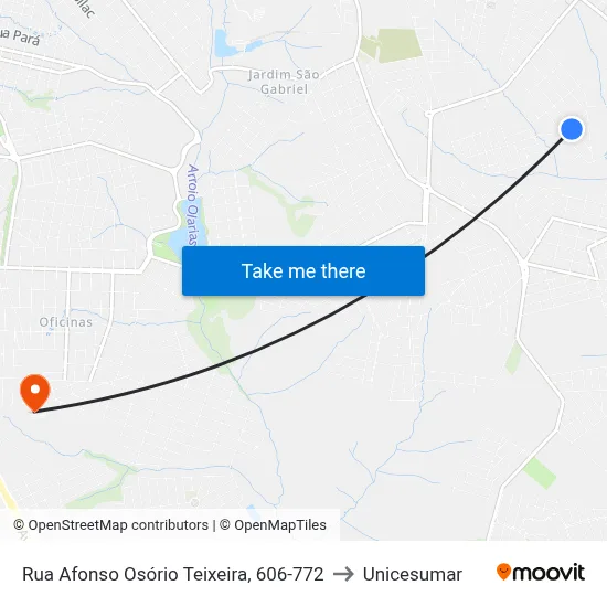 Rua Afonso Osório Teixeira, 606-772 to Unicesumar map