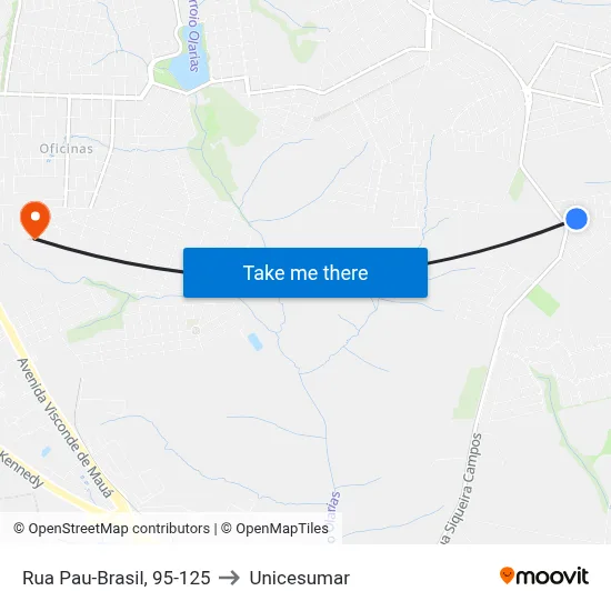 Rua Pau-Brasil, 95-125 to Unicesumar map