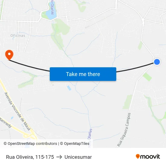 Rua Oliveira, 115-175 to Unicesumar map