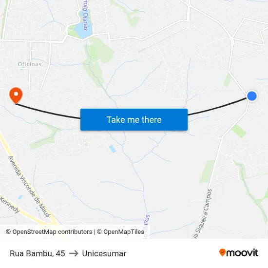 Rua Bambu, 45 to Unicesumar map