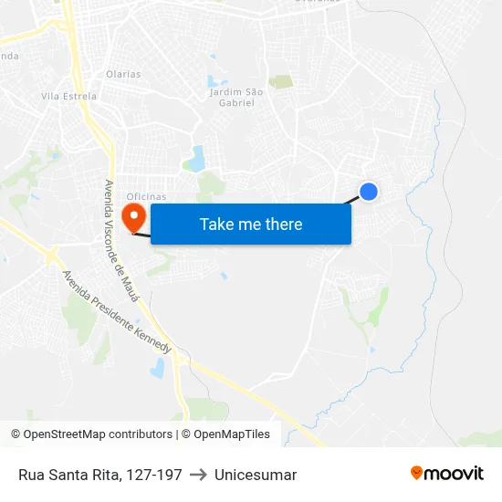 Rua Santa Rita, 127-197 to Unicesumar map
