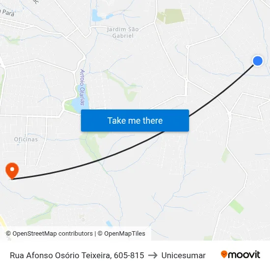 Rua Afonso Osório Teixeira, 605-815 to Unicesumar map