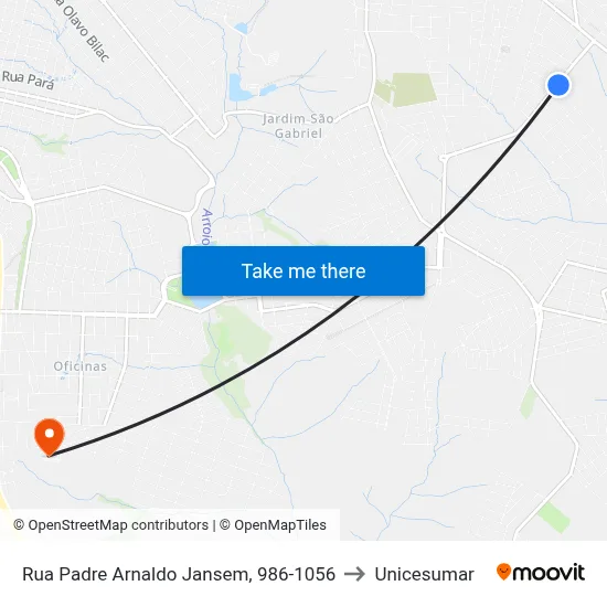 Rua Padre Arnaldo Jansem, 986-1056 to Unicesumar map