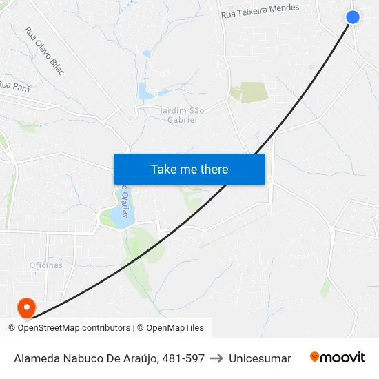 Alameda Nabuco De Araújo, 481-597 to Unicesumar map
