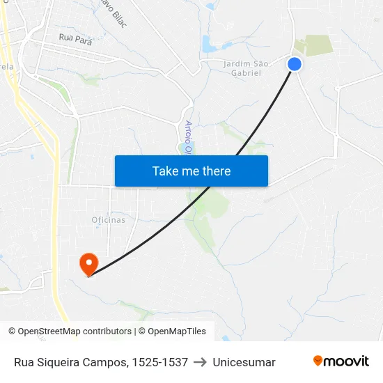 Rua Siqueira Campos, 1525-1537 to Unicesumar map