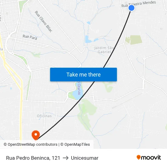 Rua Pedro Beninca, 121 to Unicesumar map