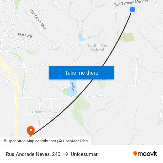Rua Andrade Neves, 240 to Unicesumar map