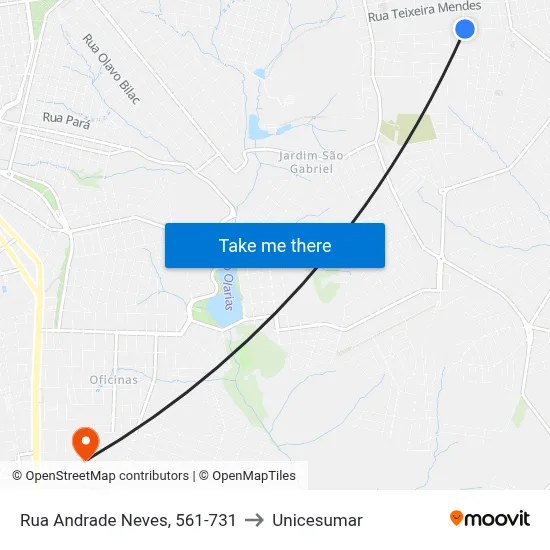 Rua Andrade Neves, 561-731 to Unicesumar map