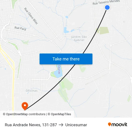 Rua Andrade Neves, 131-287 to Unicesumar map