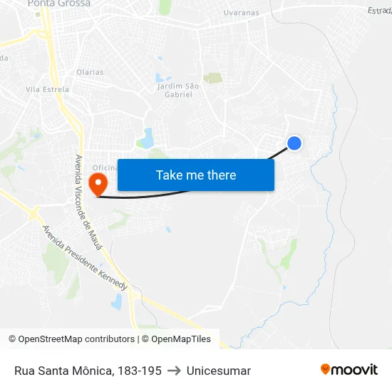 Rua Santa Mônica, 183-195 to Unicesumar map