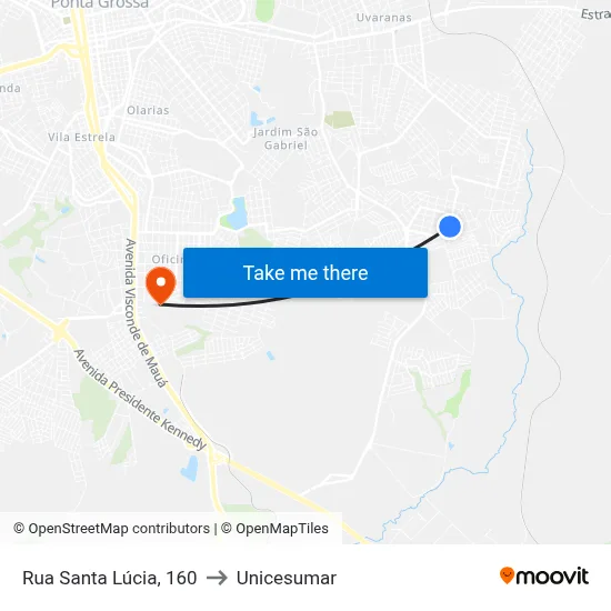 Rua Santa Lúcia, 160 to Unicesumar map