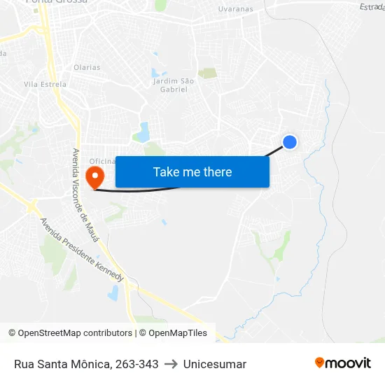 Rua Santa Mônica, 263-343 to Unicesumar map