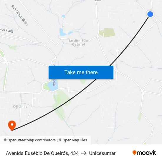Avenida Eusébio De Queirós, 434 to Unicesumar map