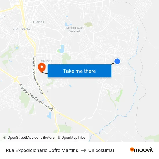 Rua Expedicionário Jofre Martins to Unicesumar map