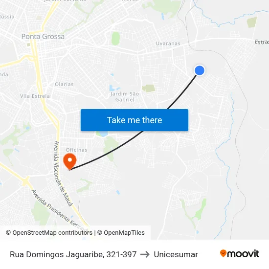 Rua Domingos Jaguaribe, 321-397 to Unicesumar map