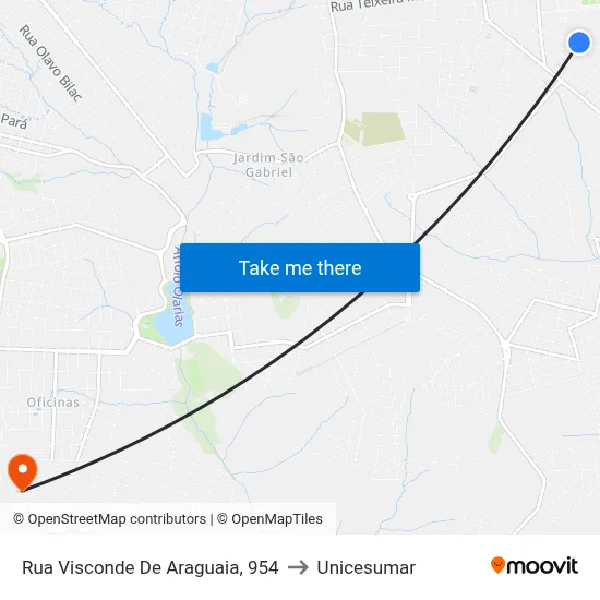 Rua Visconde De Araguaia, 954 to Unicesumar map