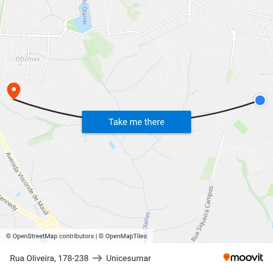 Rua Oliveira, 178-238 to Unicesumar map