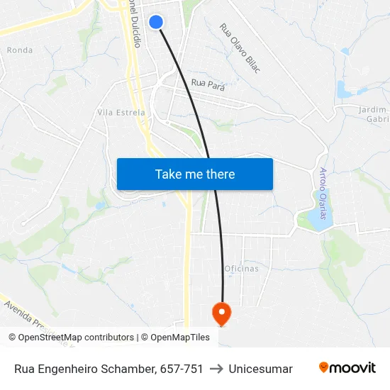 Rua Engenheiro Schamber, 657-751 to Unicesumar map